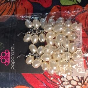 Elegant White Pearl Pose White Earrings
